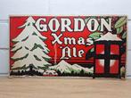 Dubbelzijdig reclame bord Gordon Xmas Ale 1950-60, Ophalen of Verzenden, Gebruikt, Reclamebord