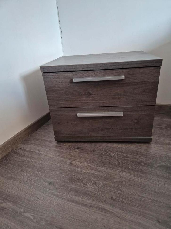 Set nachtkastjes (2) met twee schuiven, Huis en Inrichting, Slaapkamer | Nachtkastjes, Gebruikt, Ophalen