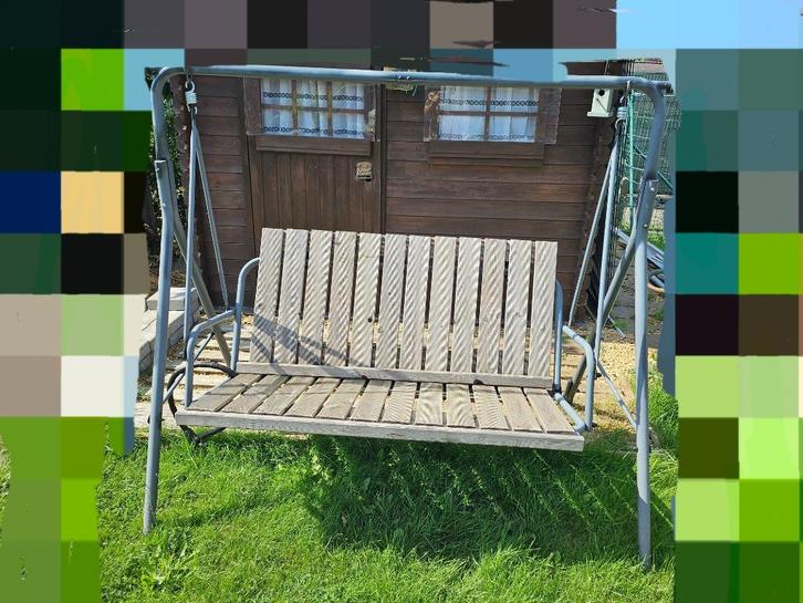 Balancelle légèrement transformée au niveau des assises, Tuin en Terras, Tuinbanken, Hout, Ophalen