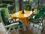 Tuin stoelen met tafel wit, Jardin & Terrasse, Chaises de jardin, Synthétique, Ajustable, Utilisé, Enlèvement ou Envoi
