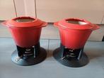creuset fondue fonte in kersenrood, Ophalen, Gebruikt, Gietijzer, Overige typen