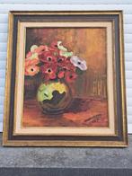 huile sur toile fleur signe vandervelden, Ophalen of Verzenden