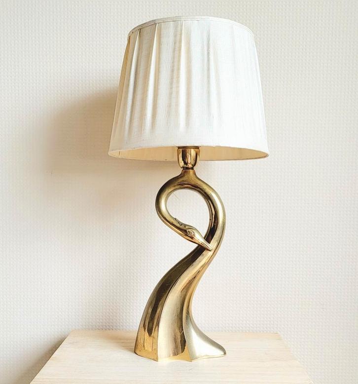 Prachtige vintage massief koperen Italiaans design tafellamp, Antiek en Kunst, Antiek | Verlichting, Ophalen of Verzenden