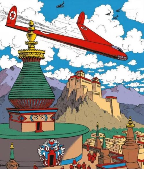 BLAKE AND MORTIMER COUSTOON GEËMAILLEERDE PLAQUETTE MET RODE, Verzamelen, Beelden en Beeldjes, Nieuw, Overige typen, Ophalen