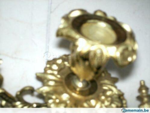 Paire de bougeoirs applique en bronze doré, Antiquités & Art, Antiquités | Bronze & Cuivre, Bronze, Enlèvement ou Envoi