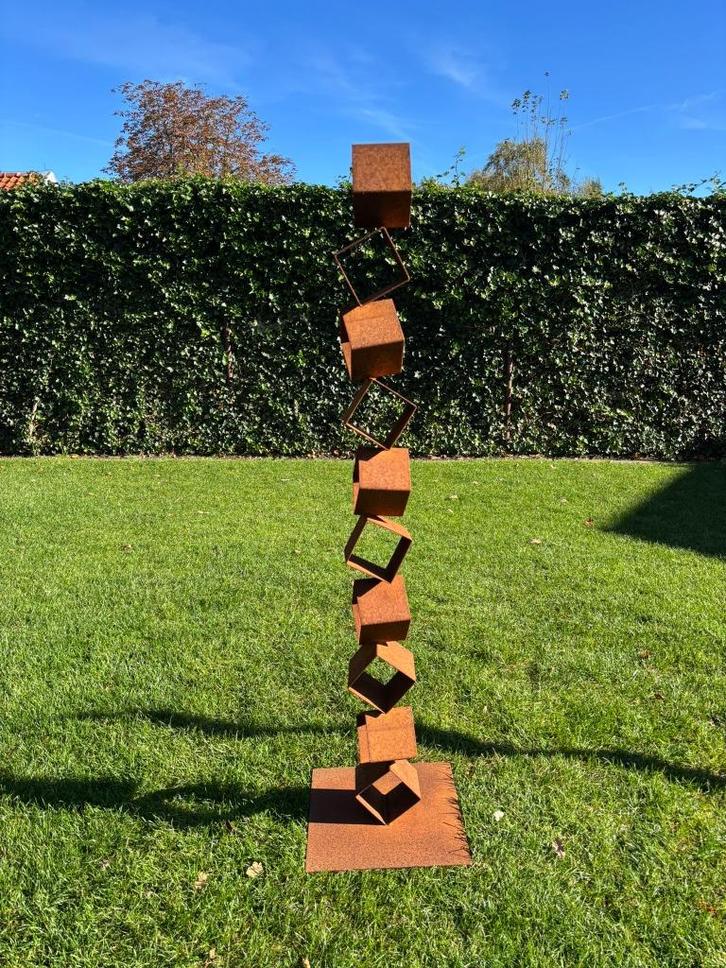 Buitenbeeld Kunst – Modern Tuinbeeld – Rust-look, Tuin en Terras, Tuinbeelden, Nieuw, Abstract beeld, Metaal, Ophalen of Verzenden