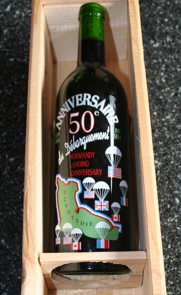 Fles wijn 50ste verjaardag landing van Normandië, Verzamelen, Militaria | Algemeen, Ophalen of Verzenden