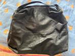 Vintage zwarte leren handtas, Verzenden, Waterdicht, Zo goed als nieuw, Zwart