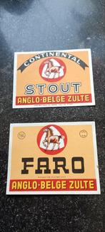2 oude bieretiketten oude brouwerij Anglo Belge Zulte, Verzamelen, Biermerken, Ophalen of Verzenden