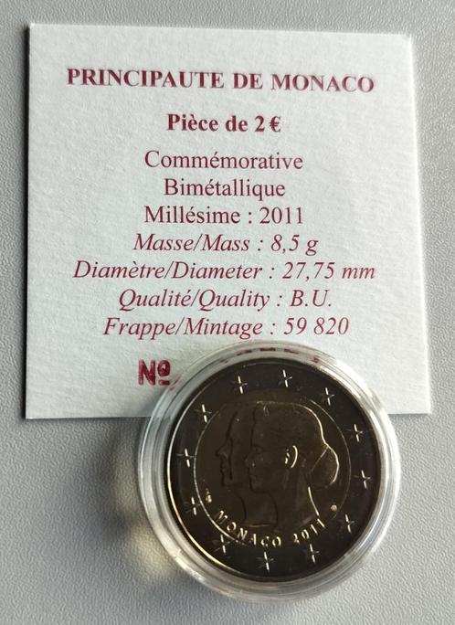 Monaco 2011 BU 2 euro bruiloft van Albert en Charlène. ZELDZ, Postzegels en Munten, Munten | Europa | Euromunten, Losse munt, 2 euro