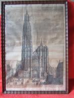 Oude gravure Wenceslas Hollar - Kathedraal van Antwerpen, Antiek en Kunst, Ophalen