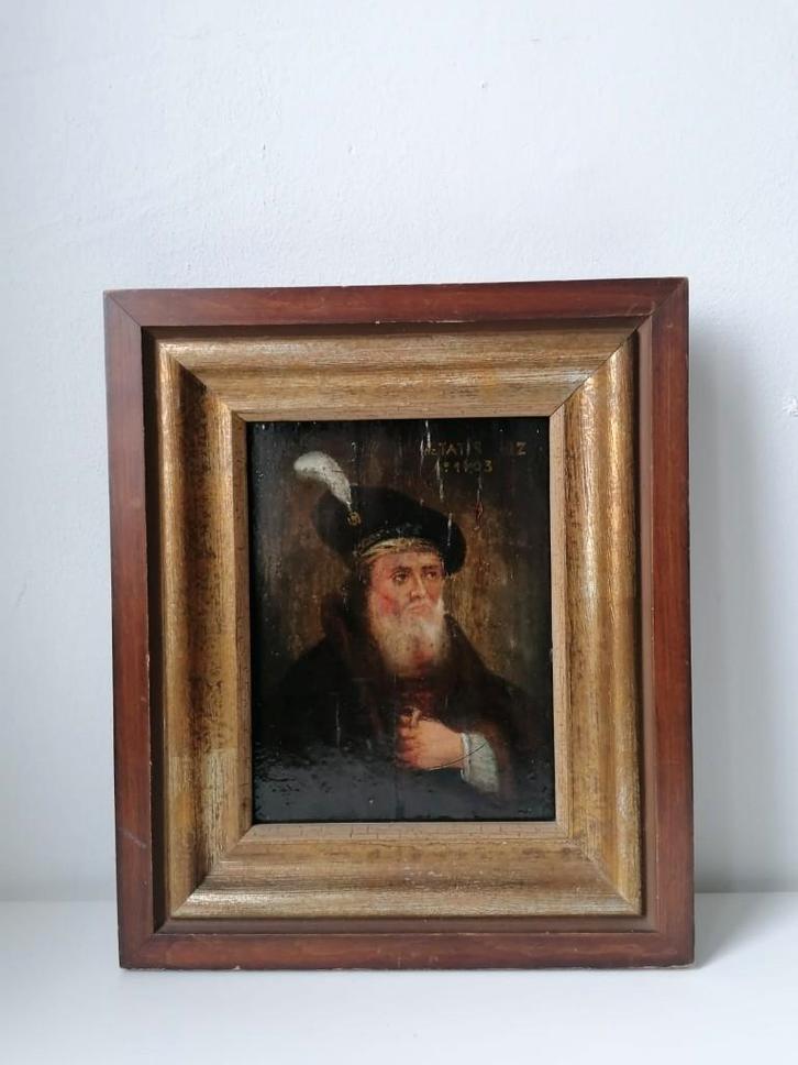 Antiek schilderij op paneel - gesigneerd en gedateerd 1603, Antiquités & Art, Art | Peinture | Classique, Enlèvement