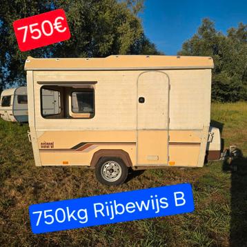 Caravan 750kg rijbewijs B foodtruck werfkeet plooicaravan 4m beschikbaar voor biedingen