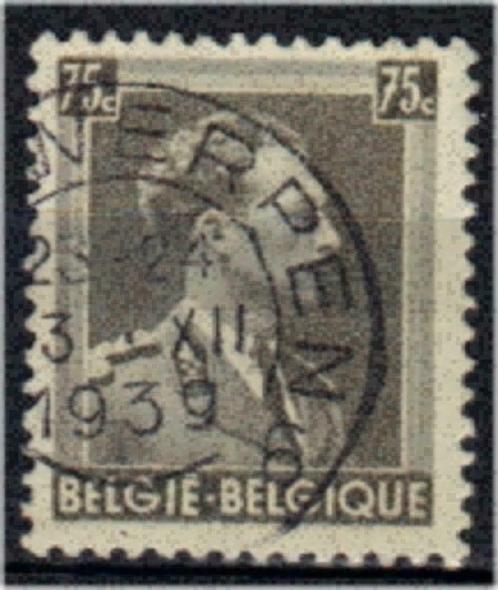 Belgie 1938 - Yvert/OBP 480 - Leopold III - 75 c. Licht (ST), Timbres & Monnaies, Timbres | Europe | Belgique, Affranchi, Maison royale