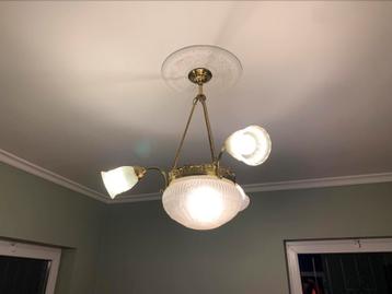 Oude luster Art Deco puntgaaf met 4 lichtpunten, Enlèvement ou Envoi