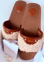 CHLOÉ LEREN LOGO SLIPPERS, BRUIN, (NEW €430) ORIGINEEL💖💖💖, Slippers, CHLOÉ, Bruin, Ophalen of Verzenden