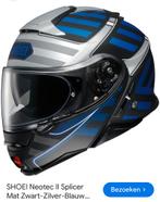 Shoei Neotec 2 - Mat Zwart - Zilver en Blauw - medium, Motoren, Kleding | Motorhelmen, M, Systeemhelm, Dames, Ophalen of Verzenden