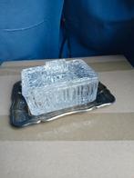 Beurrier Qvist avec couvercle sur plat argenté 1900 Allemagn, Enlèvement ou Envoi, Argent