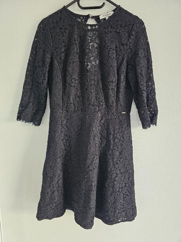 zwart kleedje met kant, Kleding | Dames, Jurken, Gedragen, Maat 38/40 (M), Zwart, Boven de knie, Ophalen of Verzenden