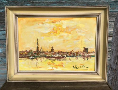 Peinture à l’huile post-impressionniste 1960 Skyline Anvers, Antiquités & Art, Art | Peinture | Moderne, Enlèvement ou Envoi