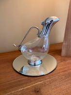 Verzilverde kristallen eend decanter karaf, Ophalen, Zo goed als nieuw