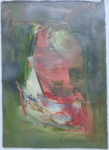 REMI VAN PRAET / ABSTRACTIE / OLIEVERF PAPIER / 28x22cm KAD