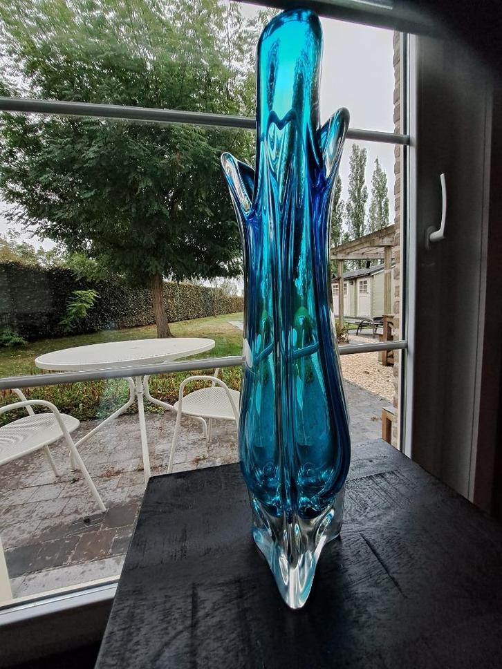 Murano Sommerso vaas, Huis en Inrichting, Woonaccessoires | Vazen, Zo goed als nieuw, Blauw, Minder dan 50 cm, Glas, Ophalen