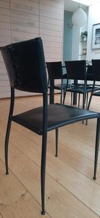 6 Italiaanse designstoelen zwart leder, 135 euro per stuk, Huis en Inrichting, Stoelen, Ophalen, Tijdloze, designstoelen, Zwart