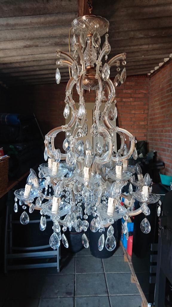 Prachtig antieke kroonluchter, Huis en Inrichting, Lampen | Kroonluchters, Glas, Ophalen
