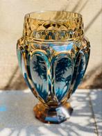 VAL SAINT LAMBERT art deco vaas topaz en cristal blue, Ophalen of Verzenden