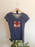 Marineblauw T-shirt met split met vossenprint, Kleding | Dames, T-shirts, Ophalen, Blauw, La redoute, Korte mouw