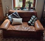Italiaanse vintage lederen 2-zit, Huis en Inrichting, Ophalen, Gebruikt, Minder dan 75 cm, Tweepersoons