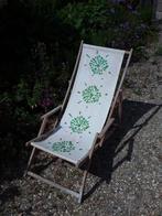 Strandstoel inklapbaar, stof en houten frame, Tuin en Terras, Ligbedden, Ophalen, Zo goed als nieuw