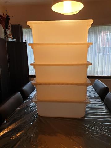 5 grote platte opbergboxen met deksel beschikbaar voor biedingen
