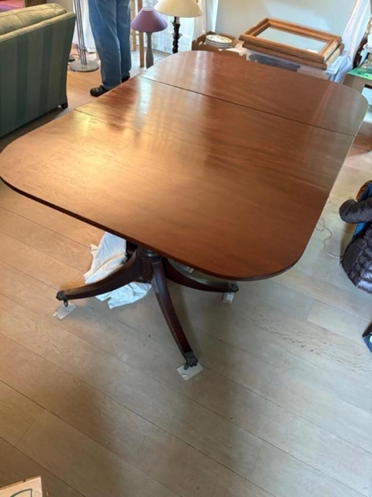 Mahoniehouten tafel en stoelen van Regency, Huis en Inrichting, Tafels | Eettafels, Gebruikt, 100 tot 150 cm, 150 tot 200 cm, Vijf personen of meer