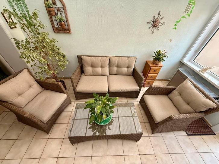 Morati tuinset, Jardin & Terrasse, Ensembles de jardin, Utilisé, Sets de jardin, Osier, 4 places, Banque, Chaise, Enlèvement