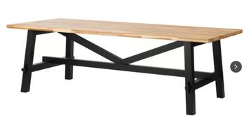 Table à manger SKOGSTA, acacia/noir, 235x100 cm, 100 à 150 cm, Enlèvement, Utilisé, Rectangulaire