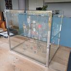 Prachtige Belgische kruideniersvitrine in vernikkeld messing, Ophalen