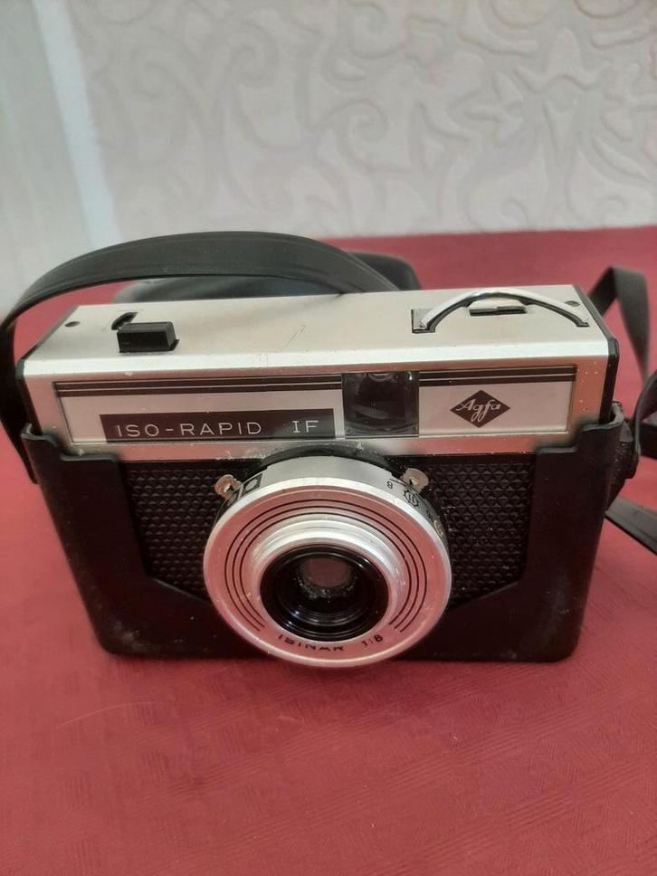 Agfa Iso-Rapid IF retro camera (jaren 60) met lederen hoes, Audio, Tv en Foto, Fotocamera's Analoog, Gebruikt, Compact, Ophalen of Verzenden