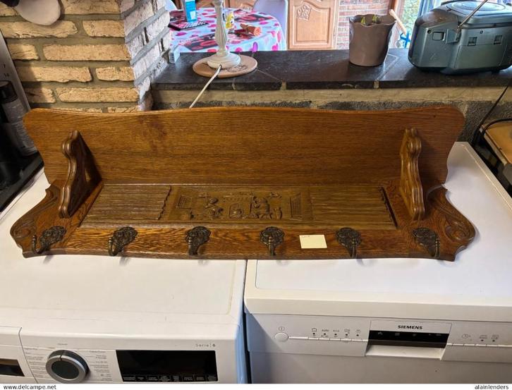 Wandkapstok van eikenhout, Huis en Inrichting, Woonaccessoires | Kapstokken, Gebruikt, Wandkapstok, Hout, Ophalen