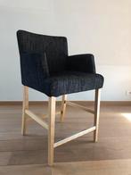 Barstoel, zwarte stoffen zitting, eik onderstel, set van 4, Huis en Inrichting, Barkrukken, Ophalen, Met voetsteun, Zo goed als nieuw