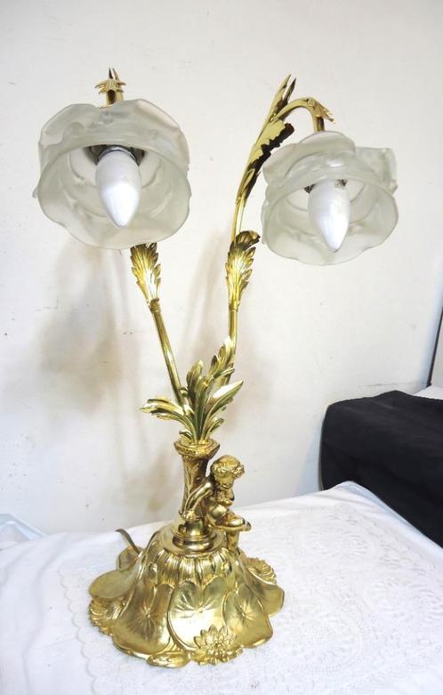Lampe de table putti Art Nouveau bronze H 60✨😍🤗💑🎁👌, Antiquités & Art, Antiquités | Éclairage, Enlèvement ou Envoi