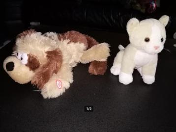 3 mooie zachte knuffels met geluid hond, kat, eend beschikbaar voor biedingen