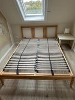 Bed met lattenbodem, Ophalen, Gebruikt, Bruin, 140 cm