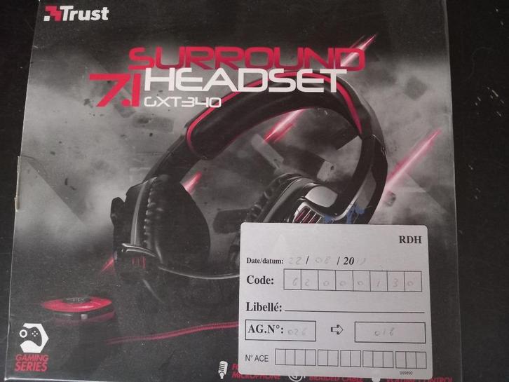 Trust GXT 340 7.1 Surround Gaming Headset, Computers en Software, Headsets, Zo goed als nieuw, Over-ear, Bedraad, Gaming headset