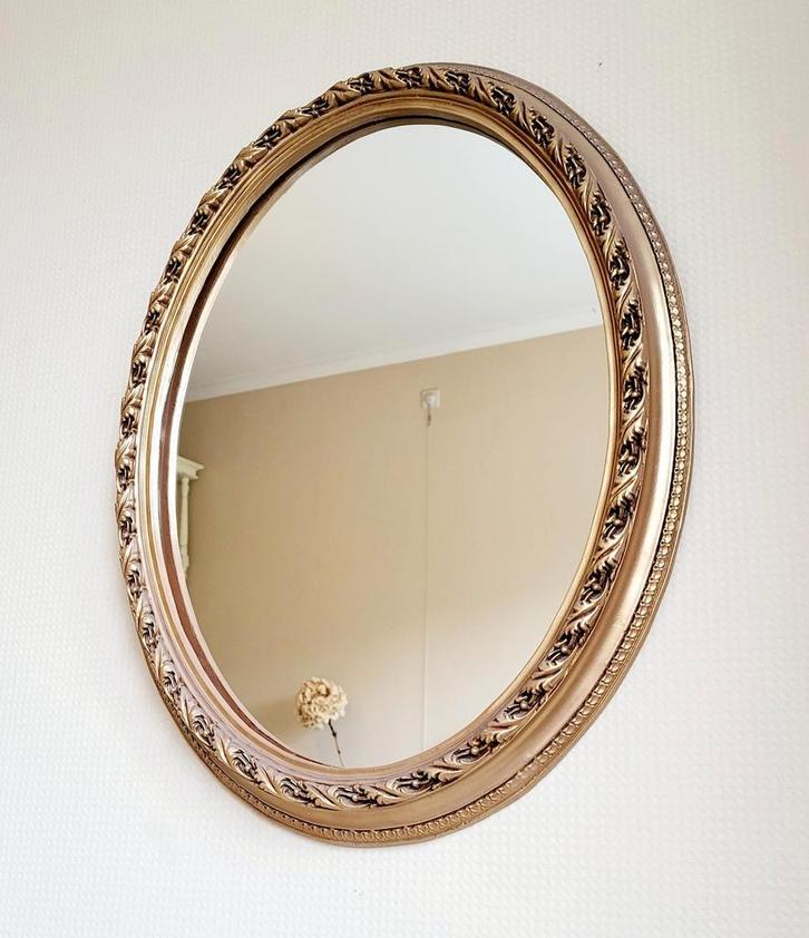 Prachtige antieke franse style ovale gouden spiegel!, Antiek en Kunst, Antiek | Spiegels, Ophalen of Verzenden