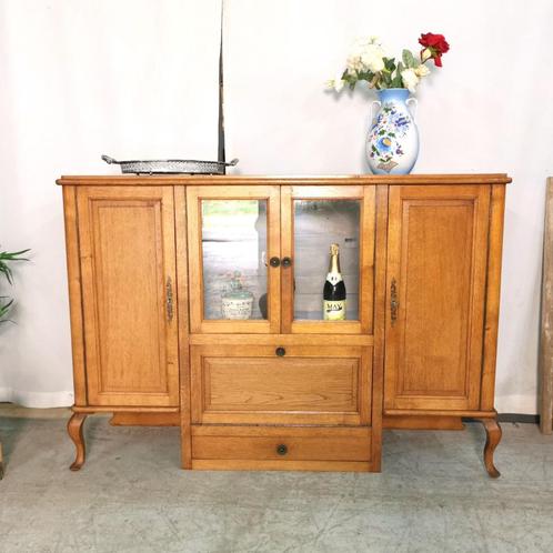 Vitrine de bar antique séparée en chêne pâle L 152 H 107 D 4, Antiquités & Art, Curiosités & Brocante, Enlèvement