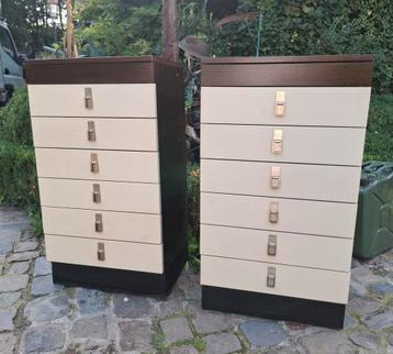 Duo commodes hautes vintage 1960 à 6 tiroirs., Enlèvement, Comme neuf