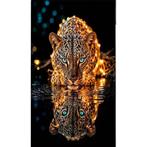 Miroir Diamond Painting Leopard 40x30cm (rond), Envoi, Neuf, Bricolage