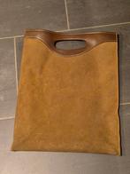Sac à mains vintage daim cuir brun Année 80, Brun